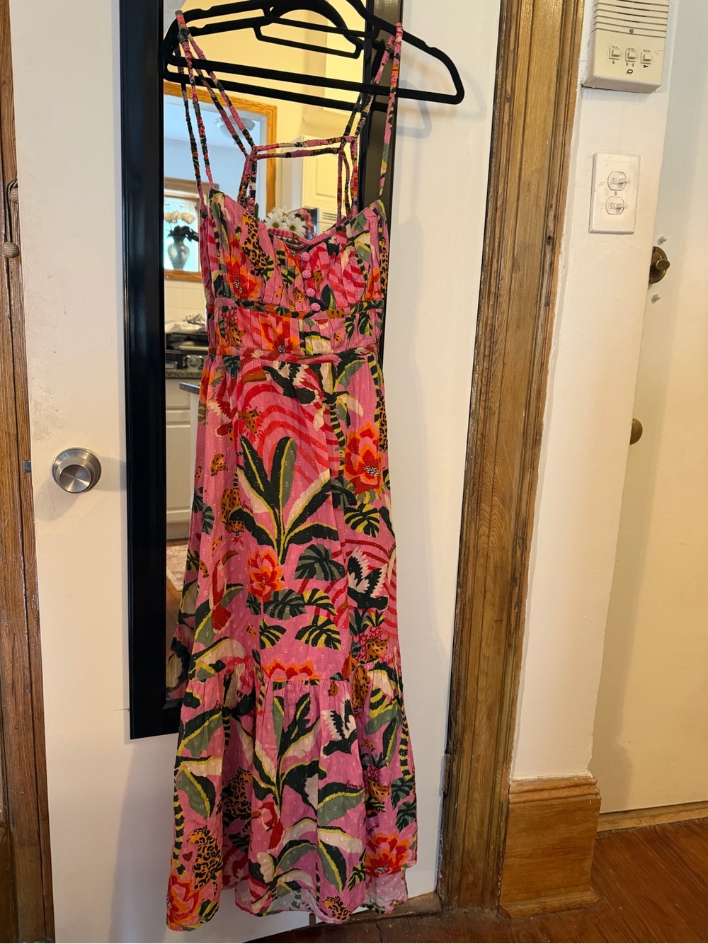 Farm Rio Pink Leopard Forest Open-Back Midi Dress - Size Large (L) - Picture 4 of 10